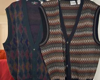 Vintage Italian Geometric & Argyle Knit Sweater Vests