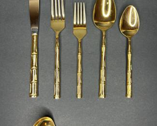 Relacraft Bamboo Pattern Gold-Tone Flatware