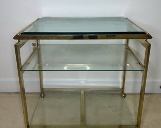 Vintage Brass and Glass Bar Cart