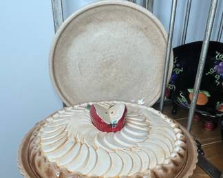 Vintage Ceramic Apple Pie Covered Baker Made in Portugal