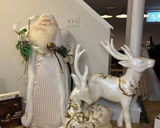 Large Decorative Santa and Reindeer Figures