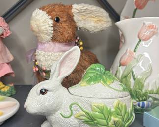 Fitz and Floyd Le Lapin Ceramic Rabbit Covered Dish