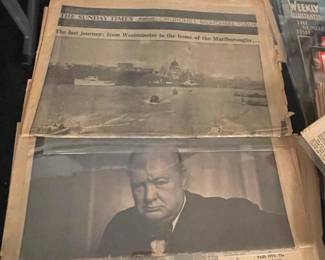 Vintage British Commemorative Newspapers - Queen Elizabeth II Coronation & Winston Churchill Funeral
