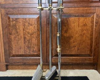 Vintage Brass and Chrome Fireplace Tool Set