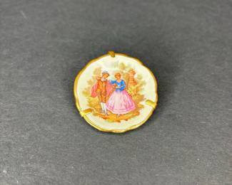 Limoges Porcelain Courting Couple Mini Plate