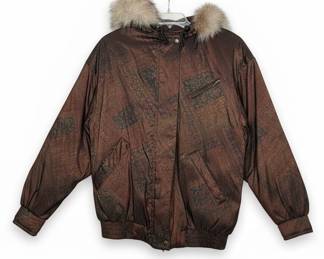 Forecaster of Boston Paisley Print Bomber Jacket with Faux Fur Hood