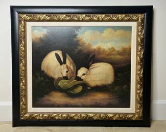 Oil Painting of Himalayan Rabbits by P. Rolence