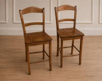 Two(2) Classic Wooden Ladder-Back Bar Stool