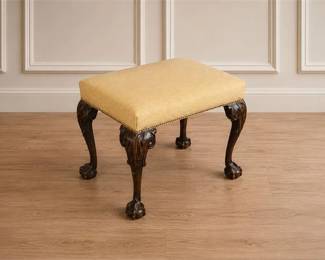 Antique-Style Upholstered Footstool