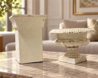 Two (2) Architectural Patina & Pedestal Base