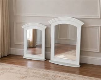 Two(2) Cream-Colored Arched Wall Mirror