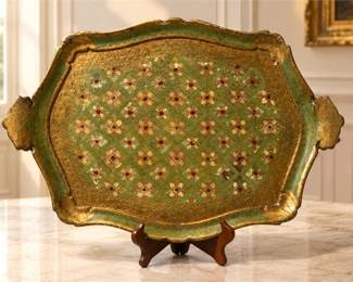 Ornate Vintage Italian Florentine Wooden Serving Tray