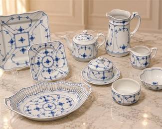 Eight (8) Vintage Royal Copenhagen (Musselmalet) Porcelain Tableware