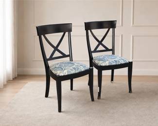 Two (2) Black Wooden X-back Dining Side Chair