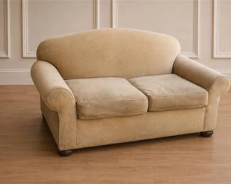 Beige Two-Seater Upholstered Loveseat