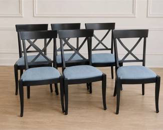 Six (6) Black Wooden Dining Side Chair