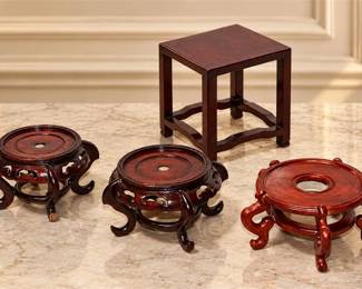 Four (4) Traditional Chinese Carved Wooden Display Stands