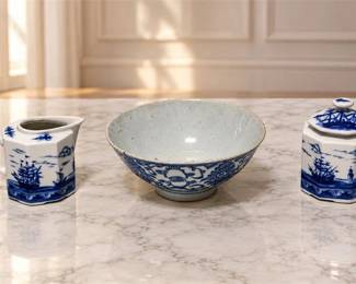 Three (3) Chinese Marine Landscape Motif Tableware
