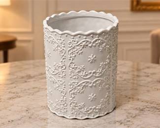 White Ceramic Wastebasket