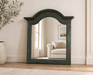 Arched Wooden Wall Mirror