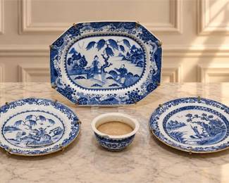 Four (4) 18th-Century Chinese Export Porcelain Pieces
