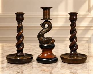 Three (3) Vintage Decorative Candlestick Holders