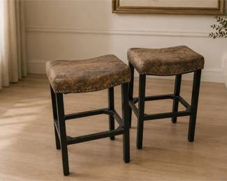 Pair Of Armen Living Tudor Backless Counter Stool