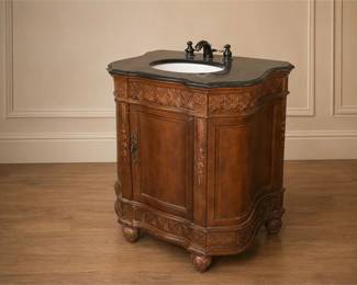 Traditional Dark Wood Single-Sink Bathroom Vanity