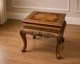 French-Style Brown Cherry End Table