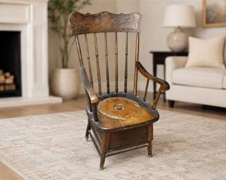 Antique Wooden Commode Chair