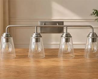 4-Light Brushed Nickel Bathroom Vanity Light Fixture