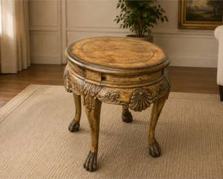 Vintage Wooden Round Accent Table