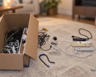 Group of Electronic Cables/Wires/Power Strips/Surge Protectors