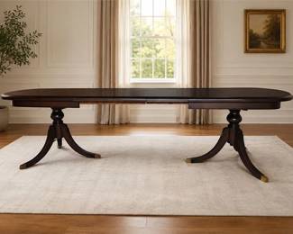 Traditional Double-Pedestal Mahogany Dining Table