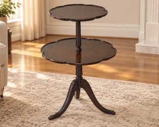 Vintage Two-Tier Dark Wood Dumbwaiter