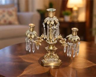 Three-Light Gilt Candelabra