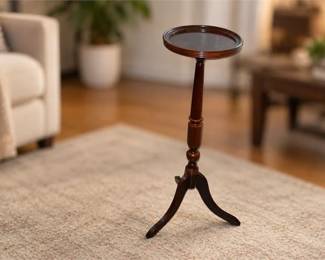 Dark Wood Pedestal Accent Table