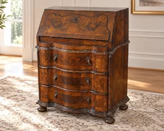 Italian-Style Burled Walnut Secretary Desk