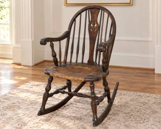 Antique Windsor-Style Bow-Back Rocking Chair