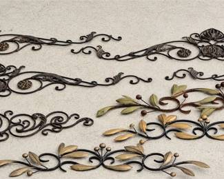 Group Decorative Metal Scrollwork & Vine Wall Art Pieces
