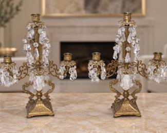 Pair of Brass 3-Arm Candelabras