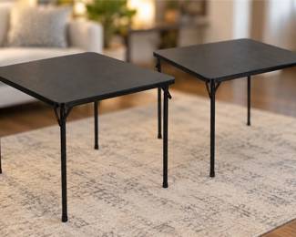 Two (2) Black Square Folding Card Tables