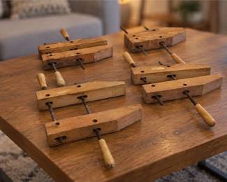 Four (4) Vintage Wooden Handscrew Clamps