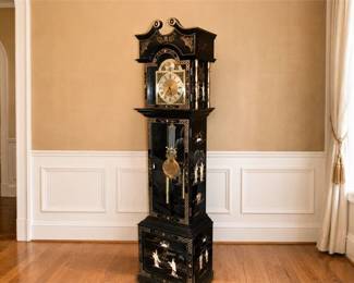 Chinoiserie Black Lacquer Grandfather Clock