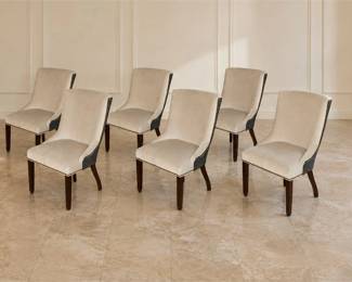 Six (6) Off-white Upholstered Dining Chairs