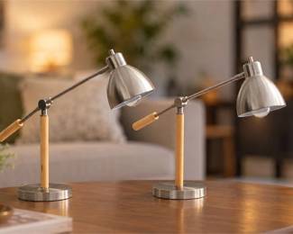 Pair of Adjustable Metal Desk Lamps