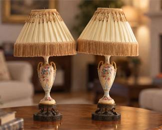 Pair of Italian Capodimonte Porcelain Table Lamps