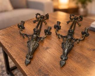 Pair of Bronze-Toned Wall Sconces