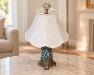 Blue Floral-Patterned Ceramic Table Lamp