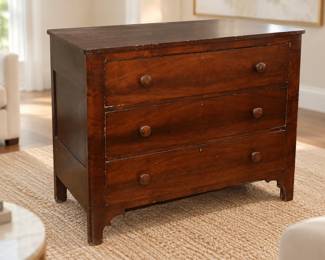 19th-century American Empire-style Wood Chest of Drawers